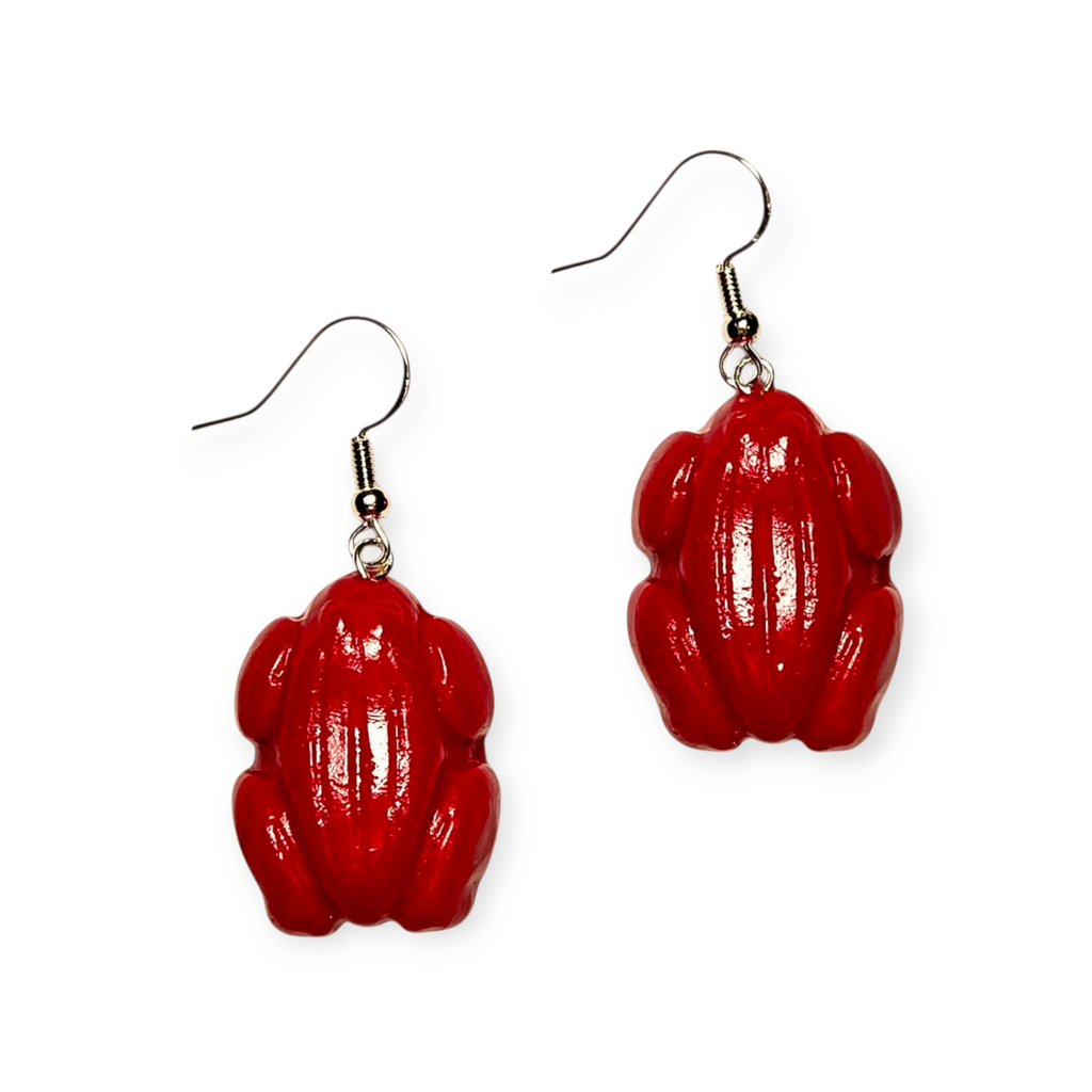 Red Frog Earrings